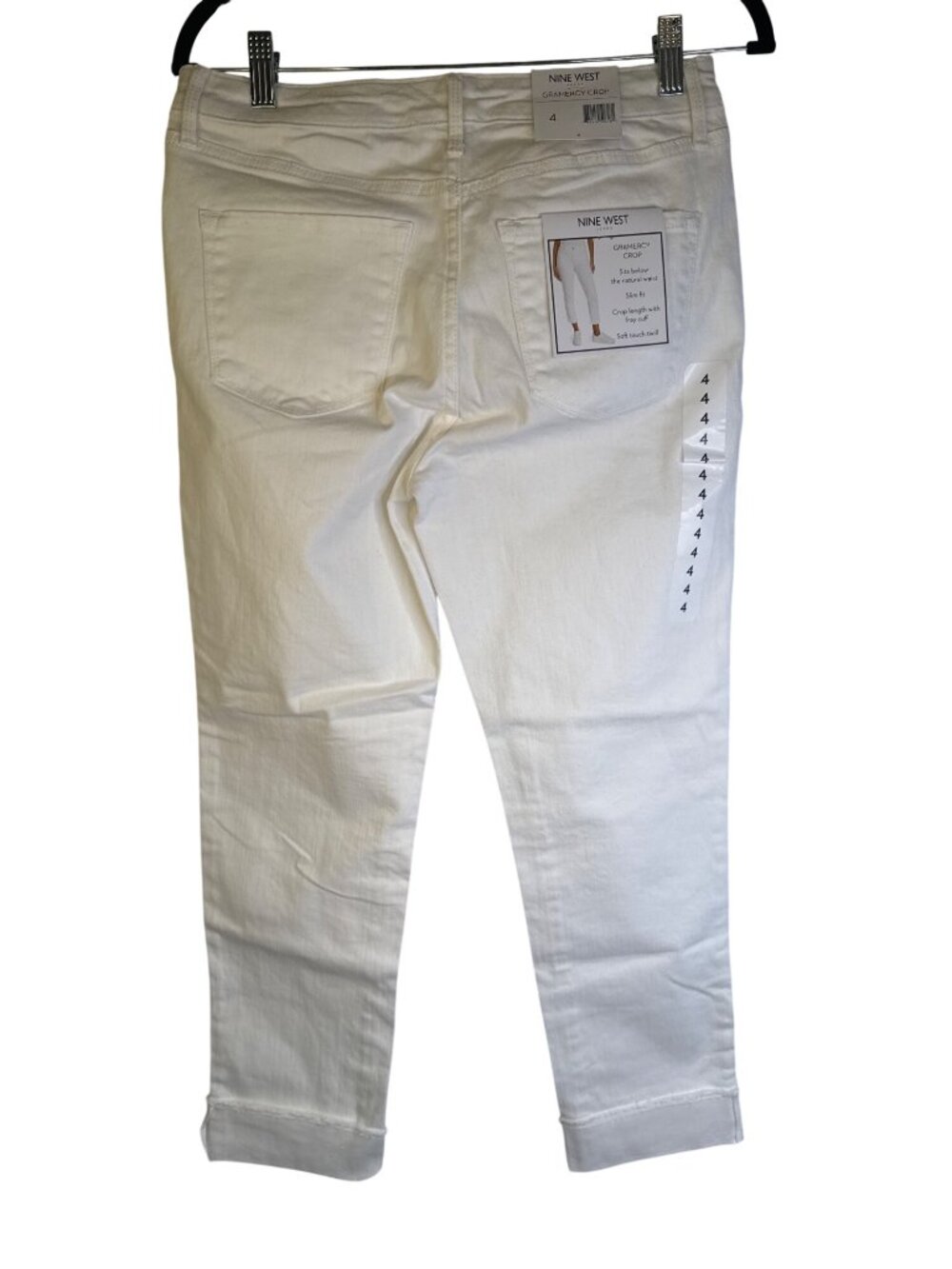 New Nine West Size 4 Gramercy Crop Jeans Slim Fit White Soft Twill Fray Cuff - Picture 3 of 13